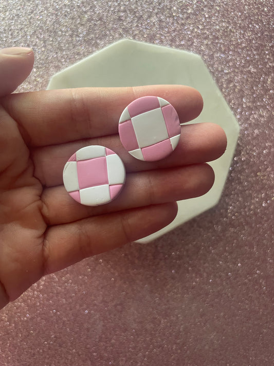 Pink Checkered Studs