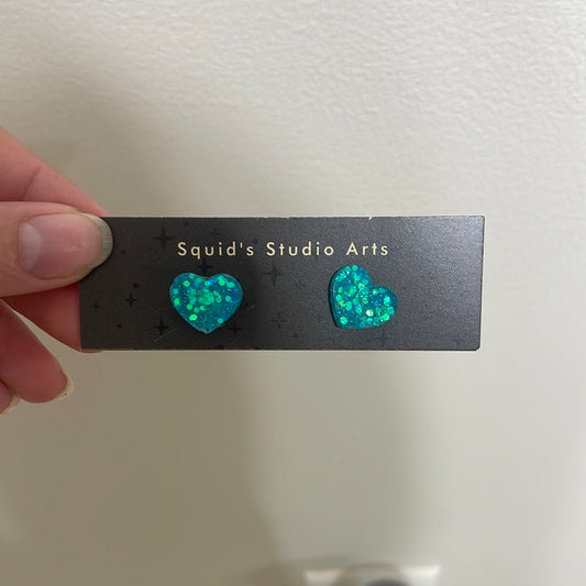 Blue Heart Studs