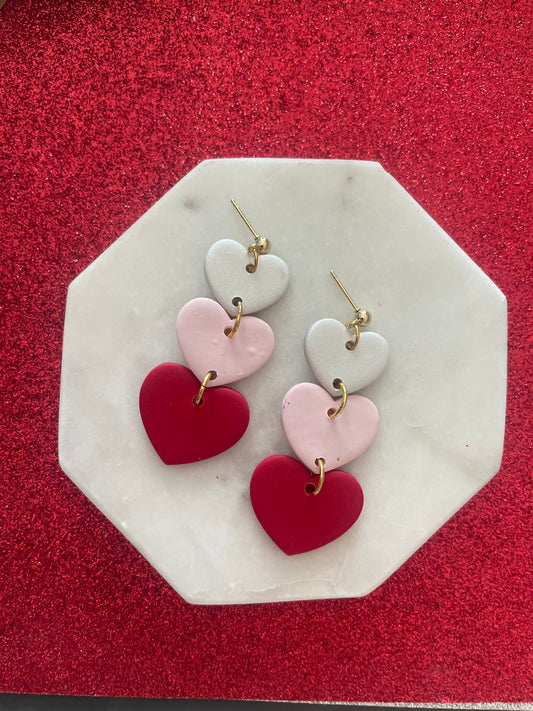 Valentine Tri Heart dangles